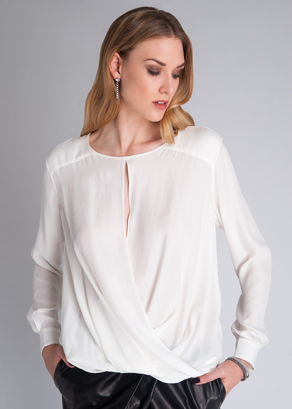 draped neck blouse