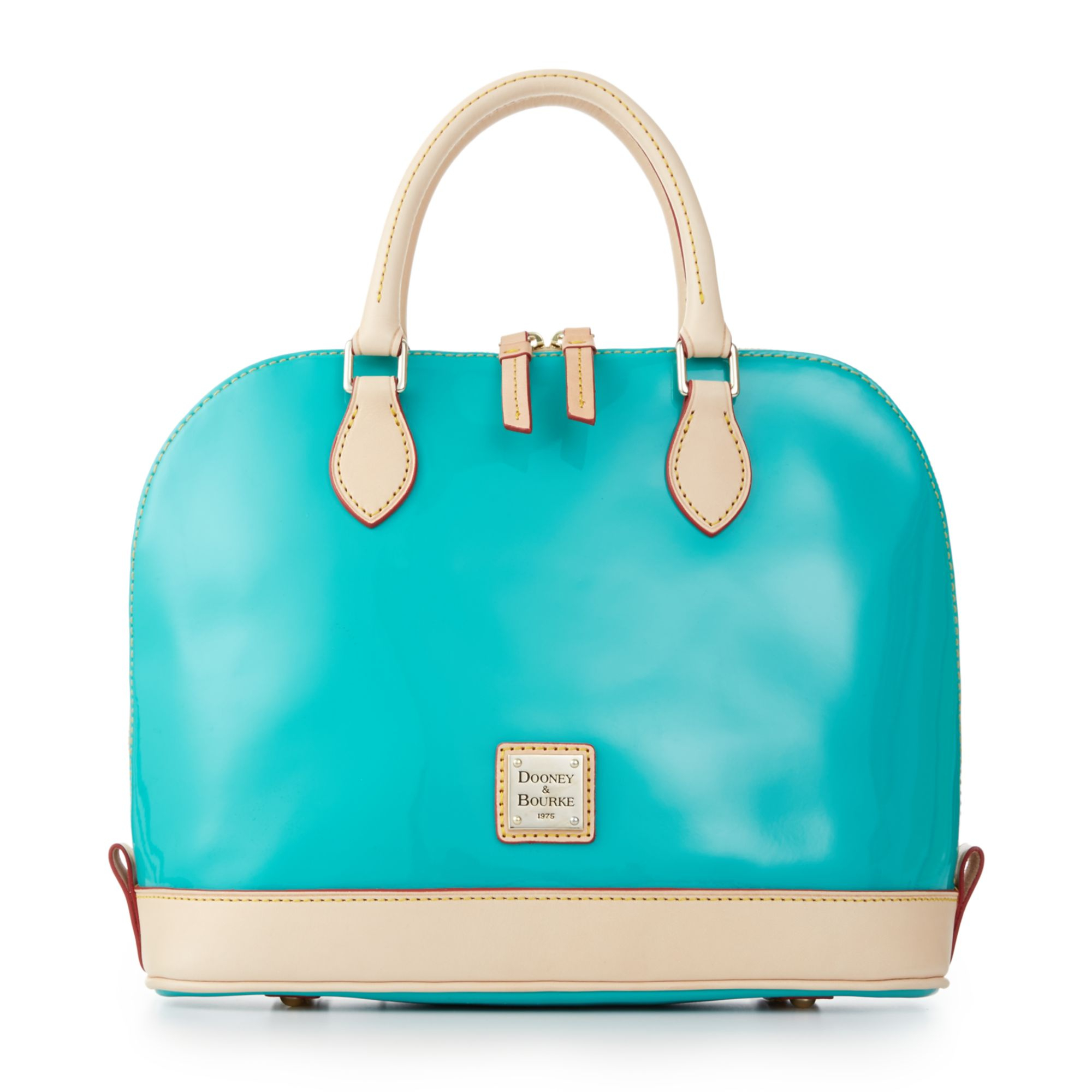 Lyst Dooney Bourke Patent Leather Zip Satchel In Blue Gallery