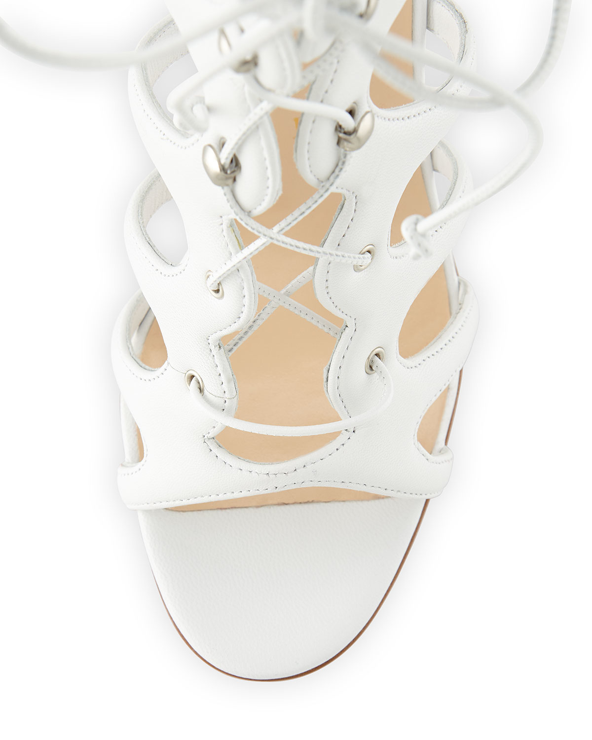 Christian louboutin Amazoula Lace-up Red Sole Sandal in White | Lyst
