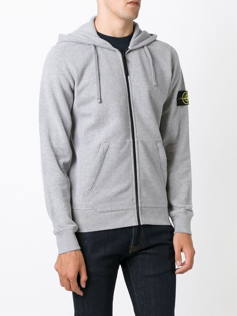 Lyst - Stone Island Zipped Hoodie in Gray for Men