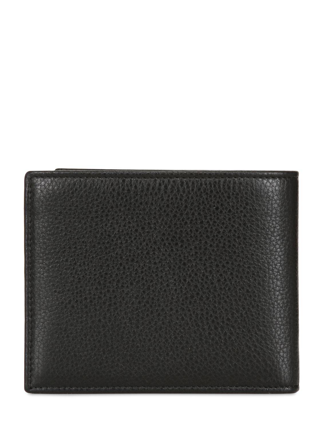Giorgio armani Embossed Logo Grained Leather Wallet in Black for Men | Lyst
