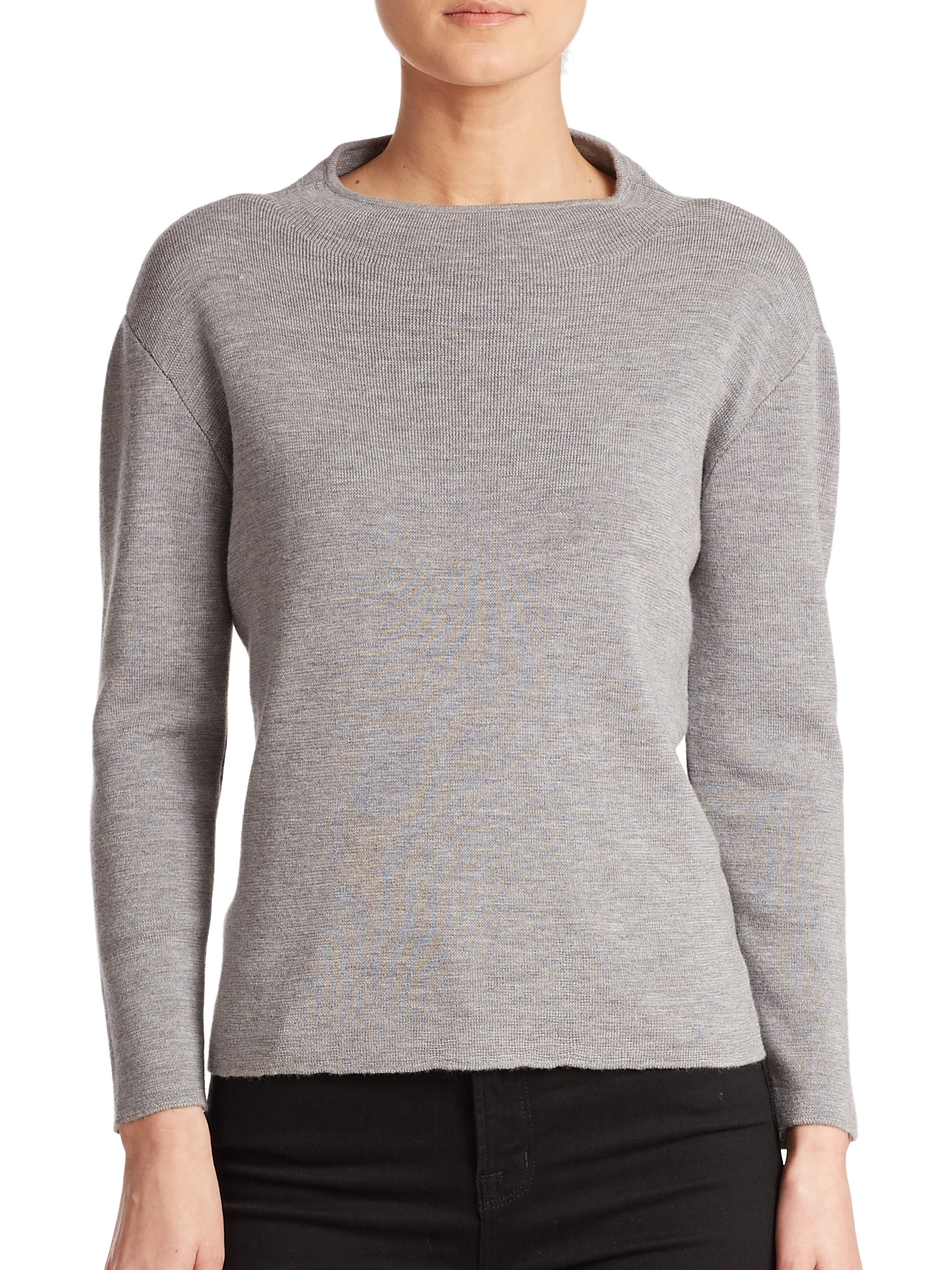 Lyst - Milly Merino Wool Funnelneck Sweater in Gray