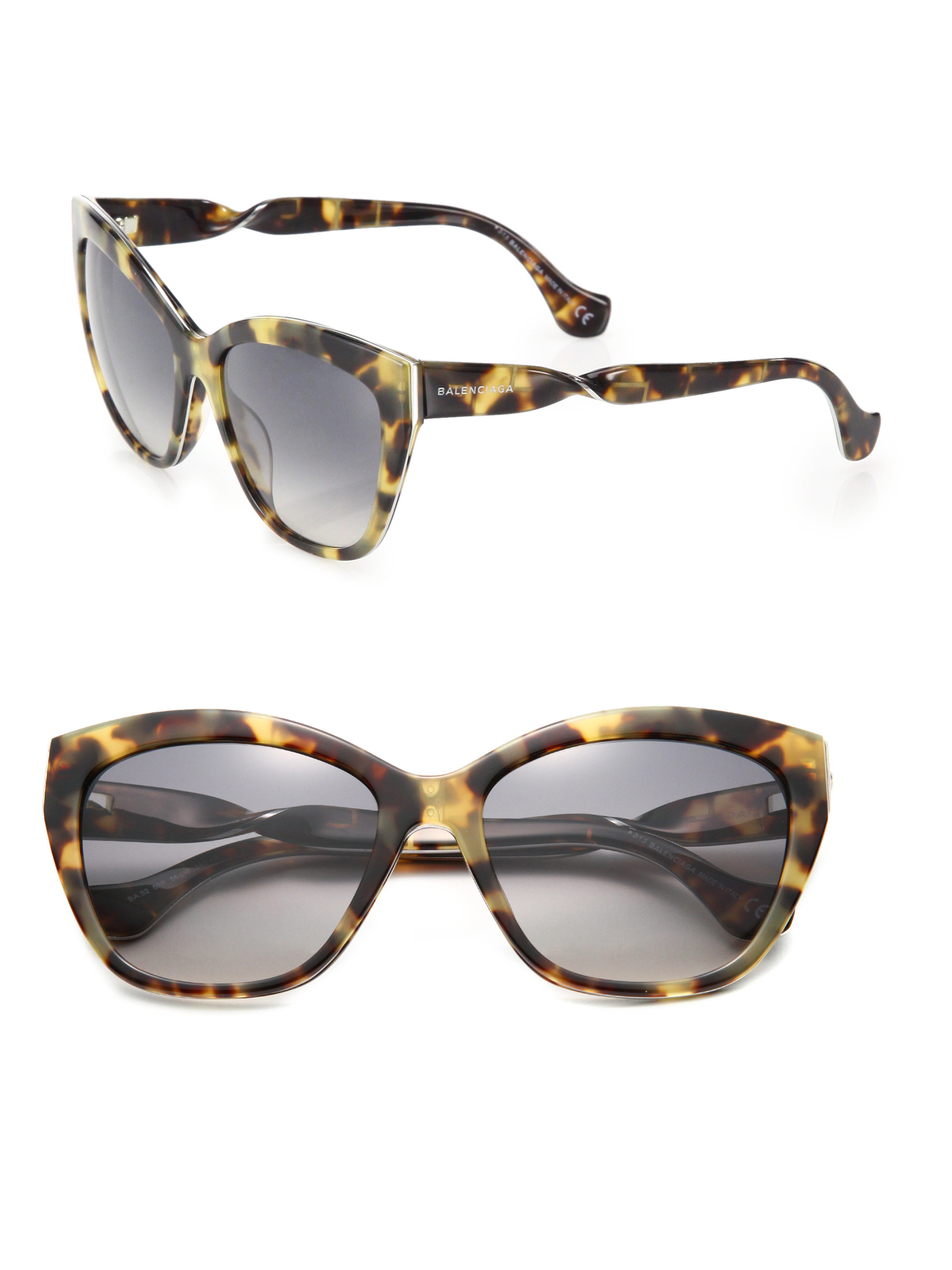 Balenciaga 56mm Cat'seye Tortoise Acetate Sunglasses in Brown (brown