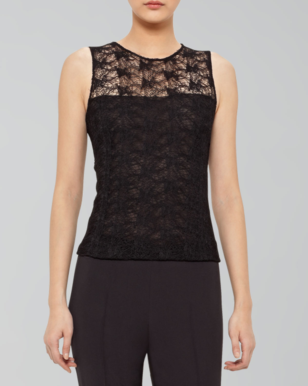 black lace sleeveless top
