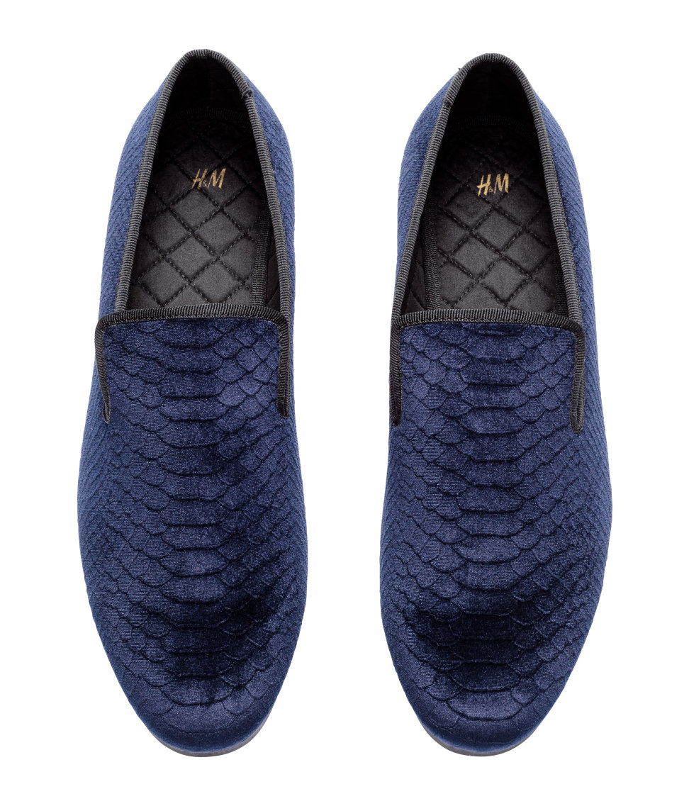 mens navy blue slippers
