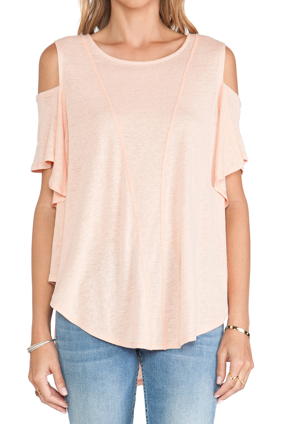 Free People Cold Shoulder Top in Pink (Peach) | Lyst