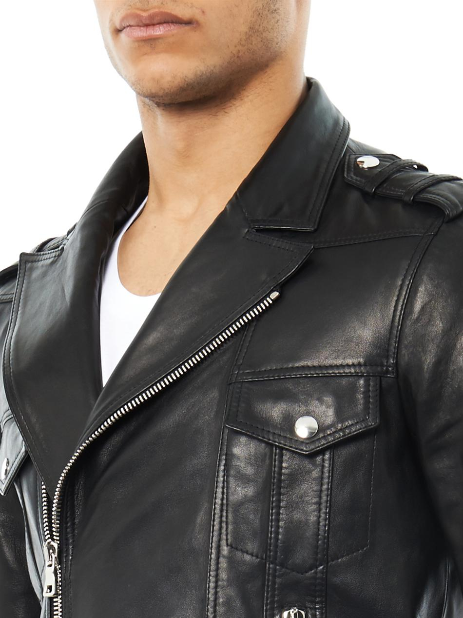 Lyst - Balmain Leather Biker Jacket in Black for Men