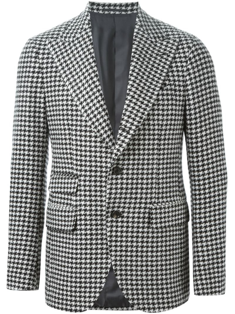Gabriele Pasini Houndstooth Pattern Blazer in Gray for Men - Lyst