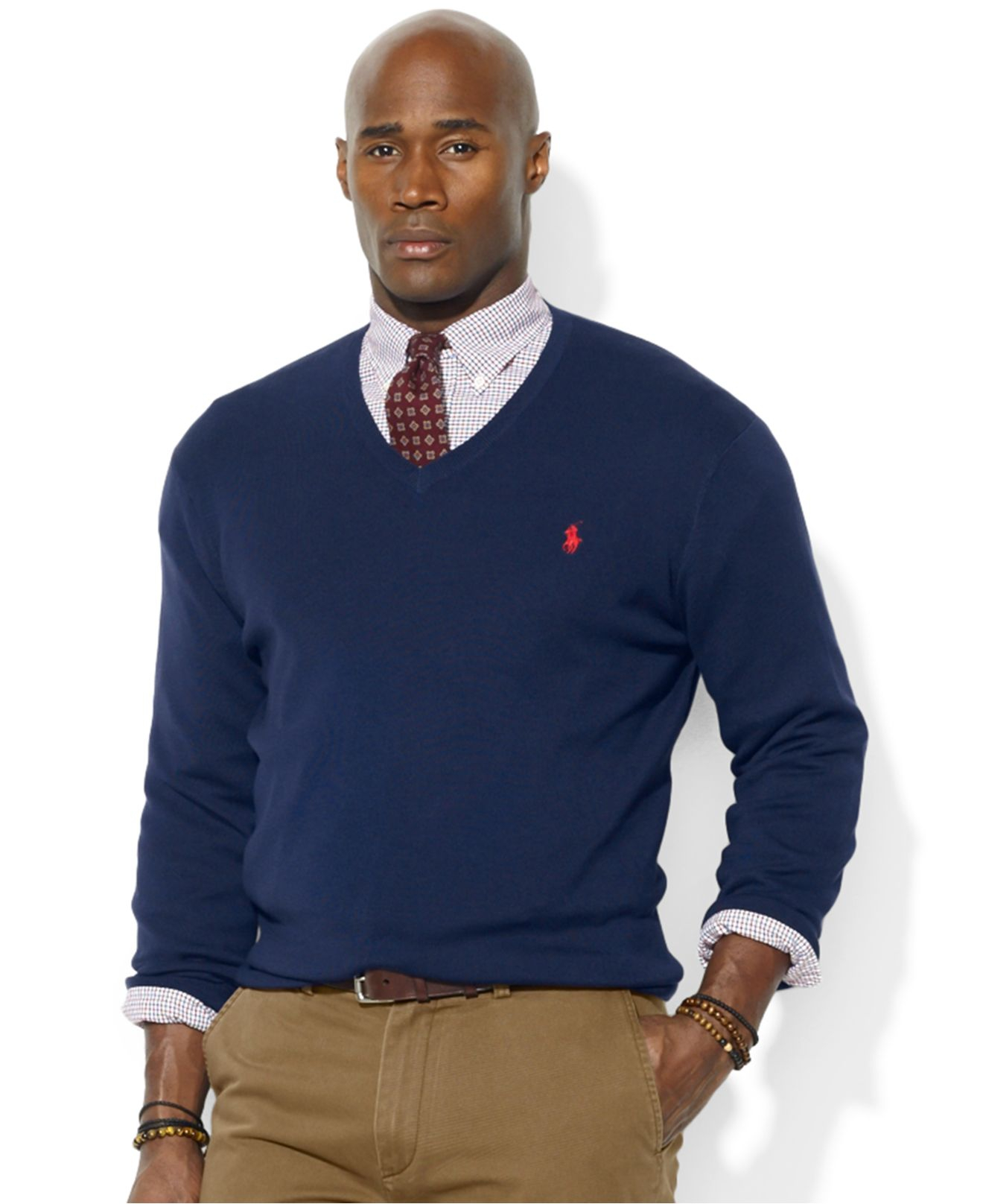 Lyst - Polo Ralph Lauren Big And Tall Pima Cotton V-Neck Sweater in ...