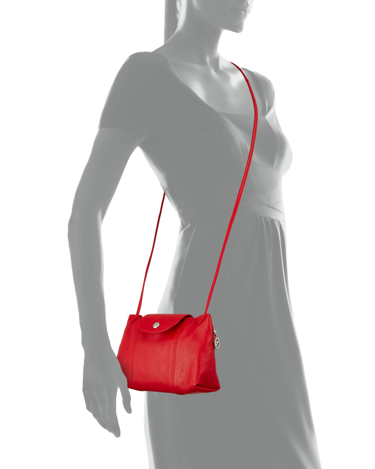 Longchamp Le Pliage Cuir Small Crossbody Bag in Red | Lyst