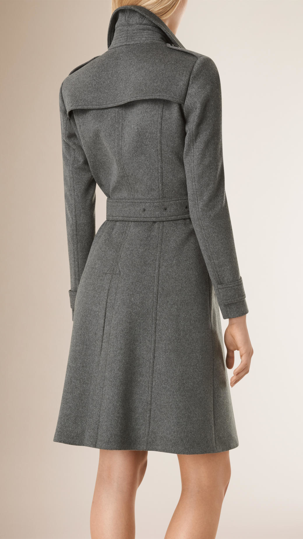 Burberry Skirted Wool Cashmere Coat in Gray - Lyst