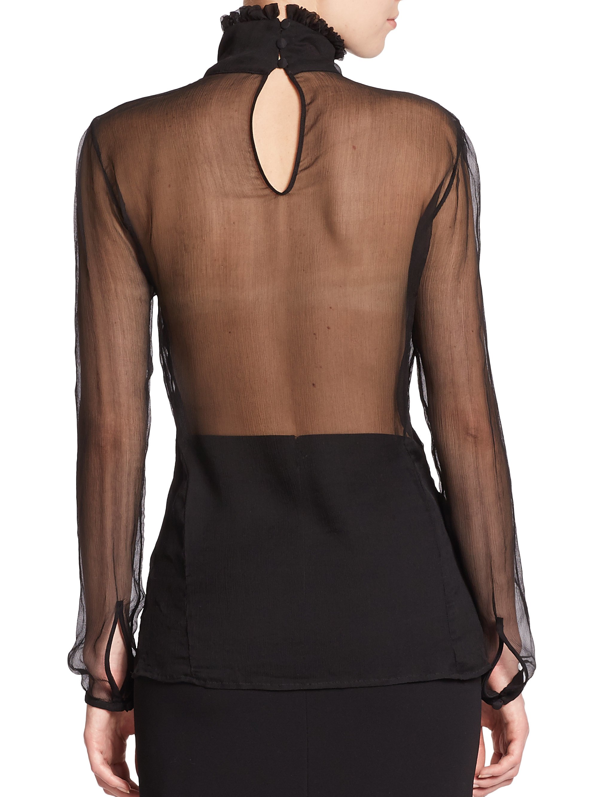 Lyst Altuzarra Crinkled Chiffon Sheer Blouse In Black 