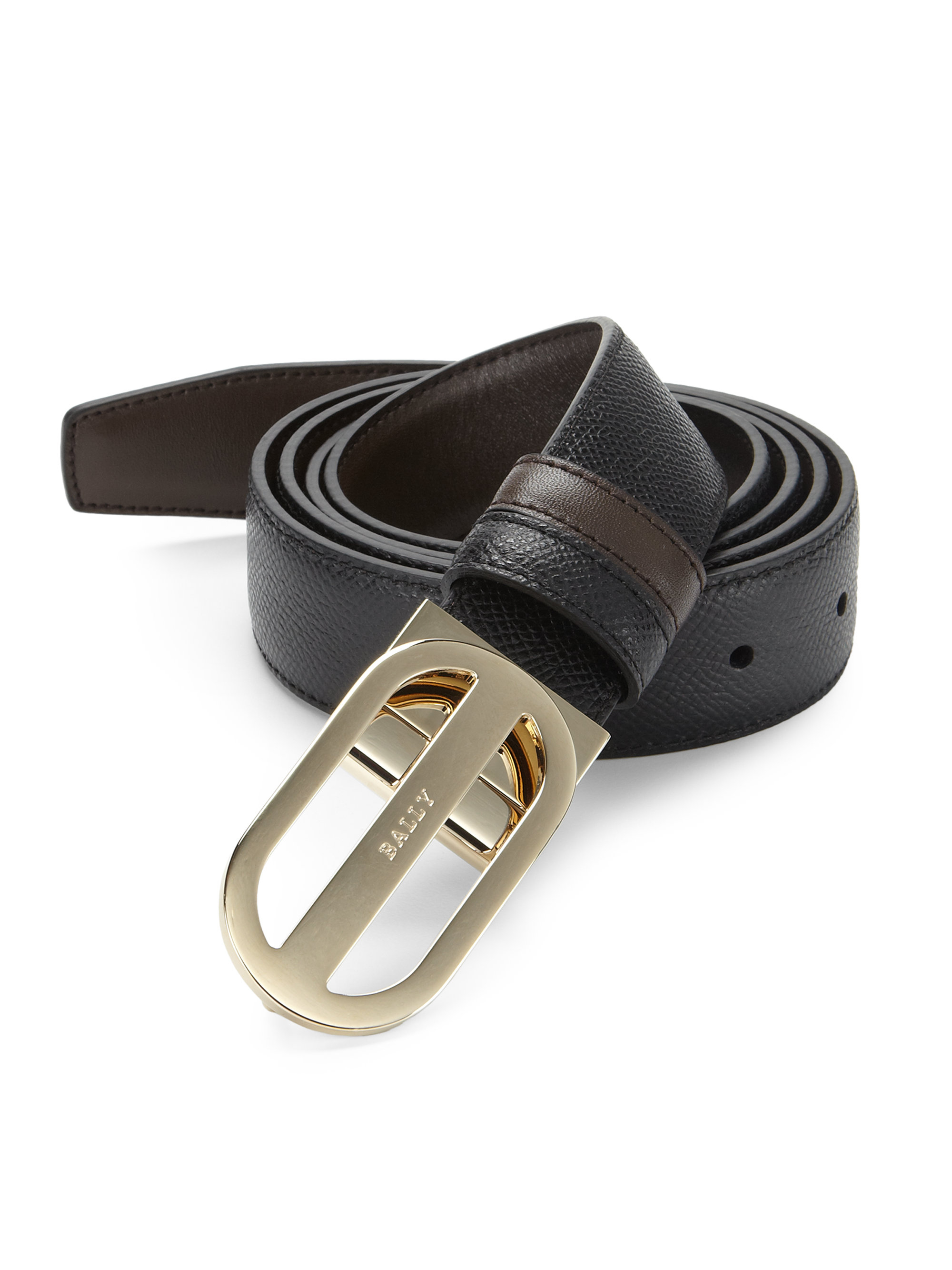 Bally Reversible Round Buckle Leather Belt in Black for Men Lyst