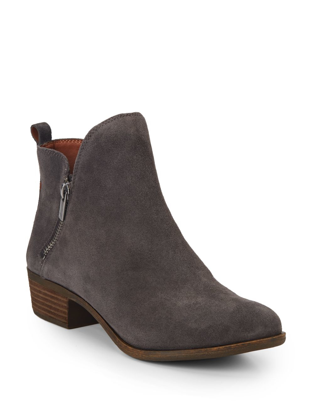 Lucky brand Basonta Suede Ankle Boots in Brown | Lyst