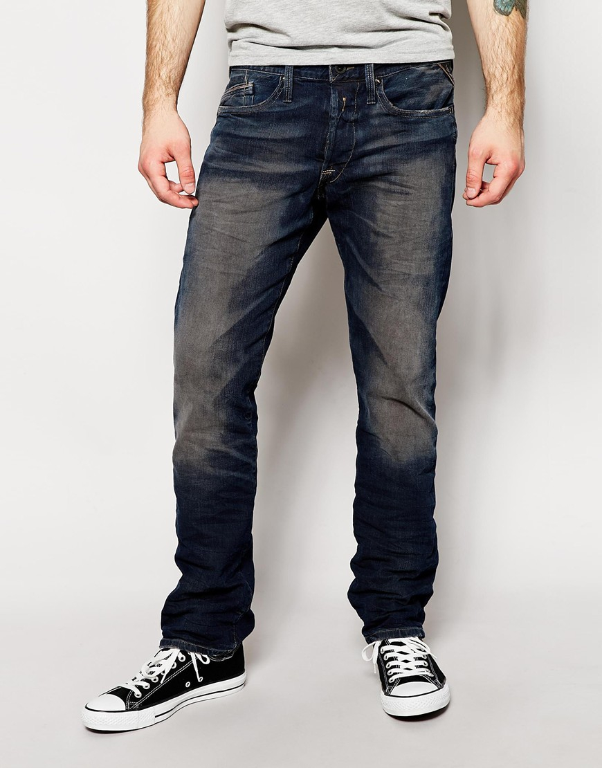 Lyst - Replay Jeans Laserblast Life Waitom Straight Fit Dark Wash in ...