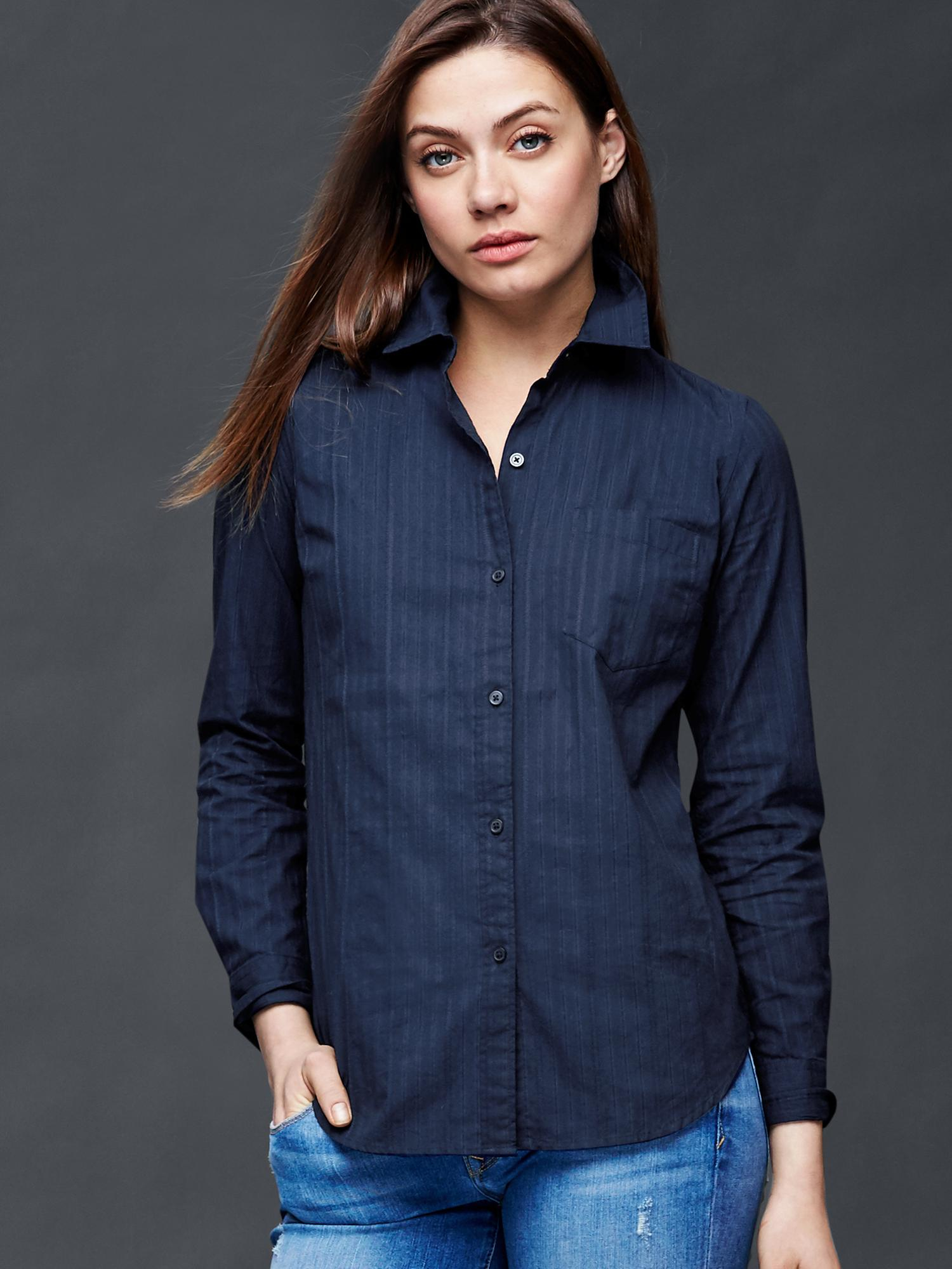 Gap Dobby Stripe Fitted Boyfriend Shirt Lyst