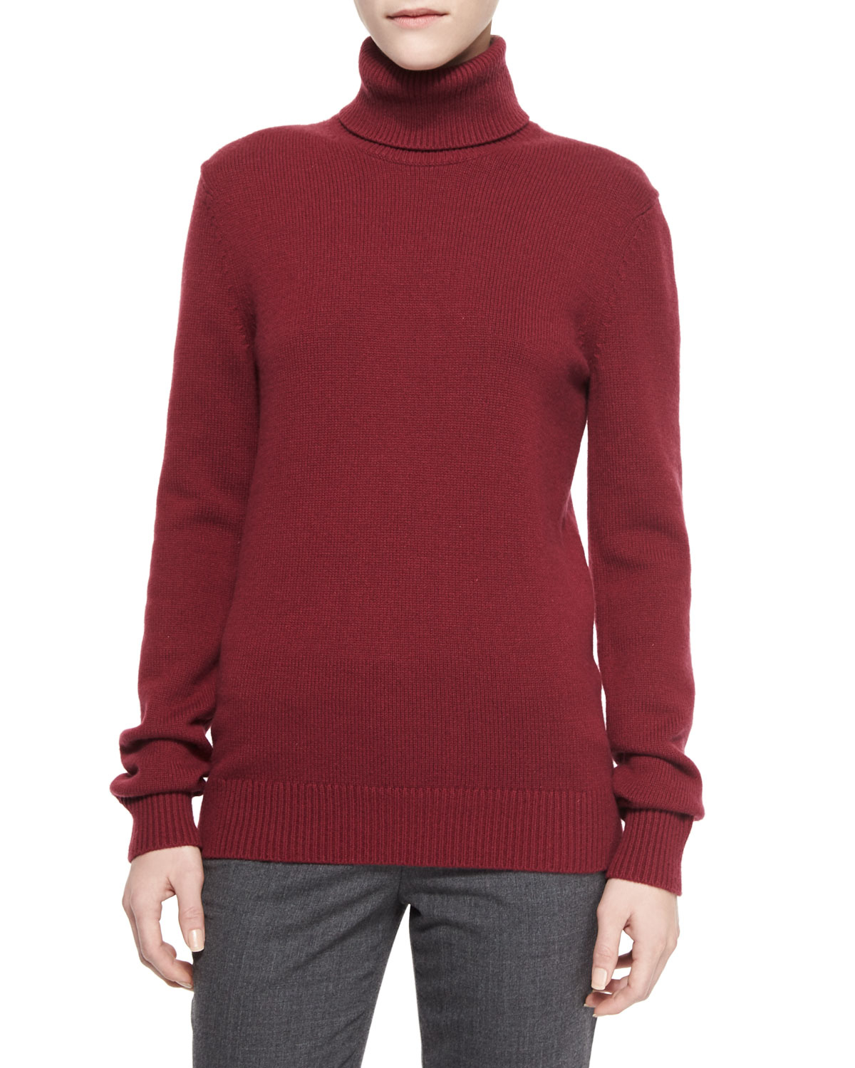 Michael kors Long-sleeve Cashmere Turtleneck Sweater in Red | Lyst