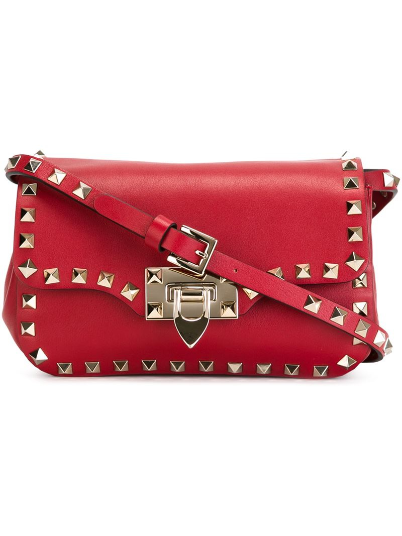 Lyst - Valentino 'Rockstud' Crossbody Bag in Red