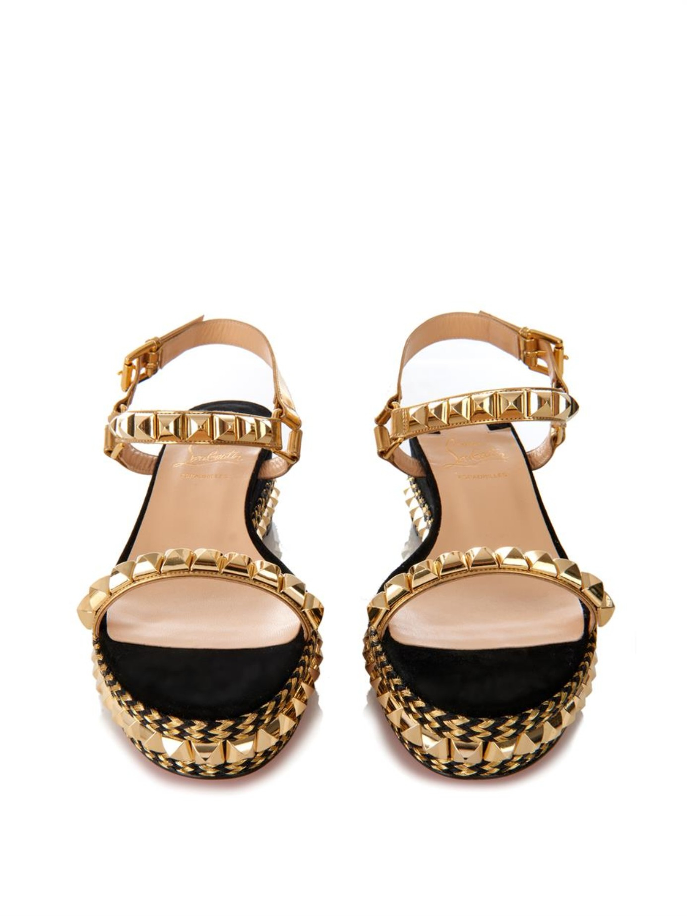 christian louboutin knockoff - Christian louboutin Cataclou Studded Flatform Sandals in Gold ...