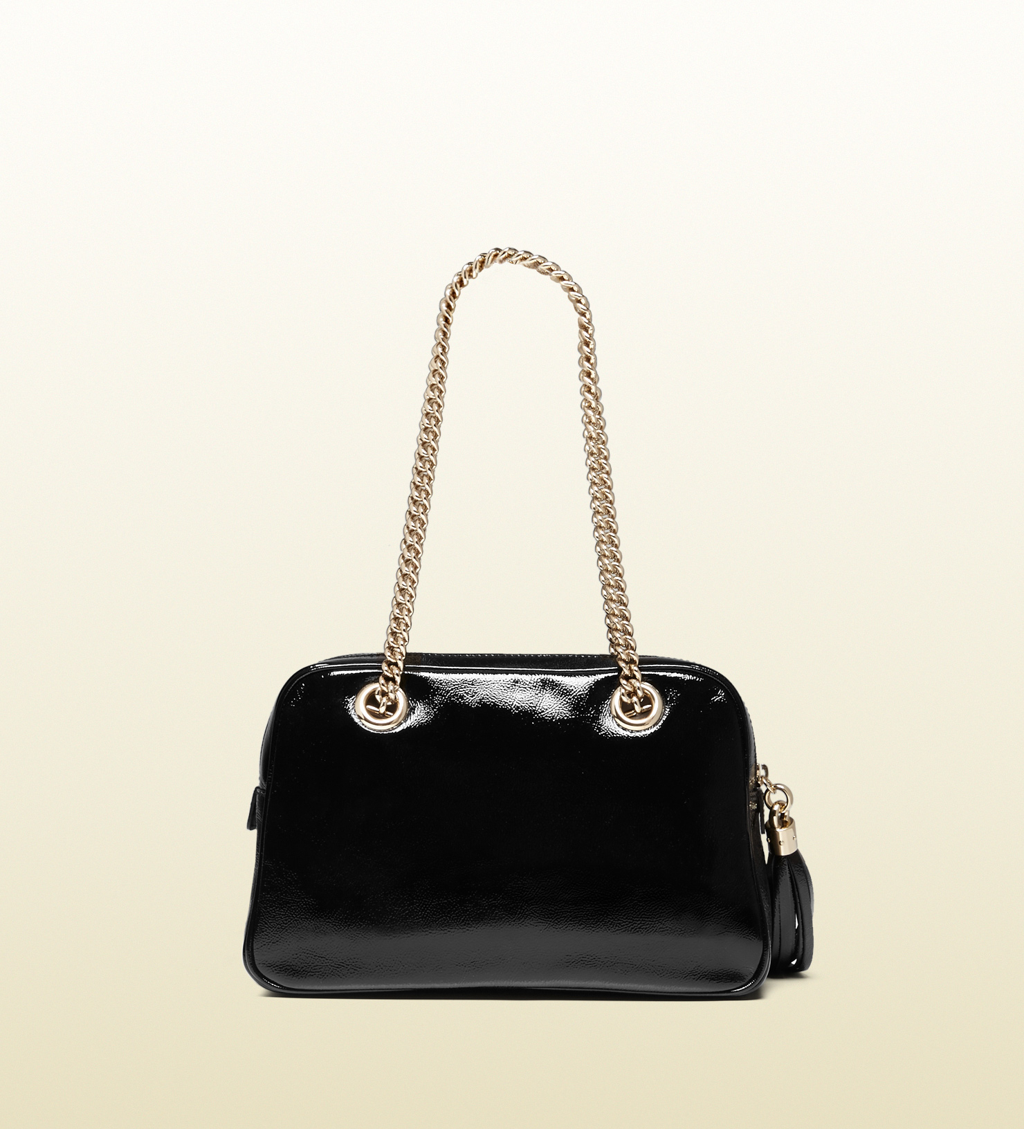 Lyst Gucci Soho Soft Patent Leather Chain Shoulder Bag In Black