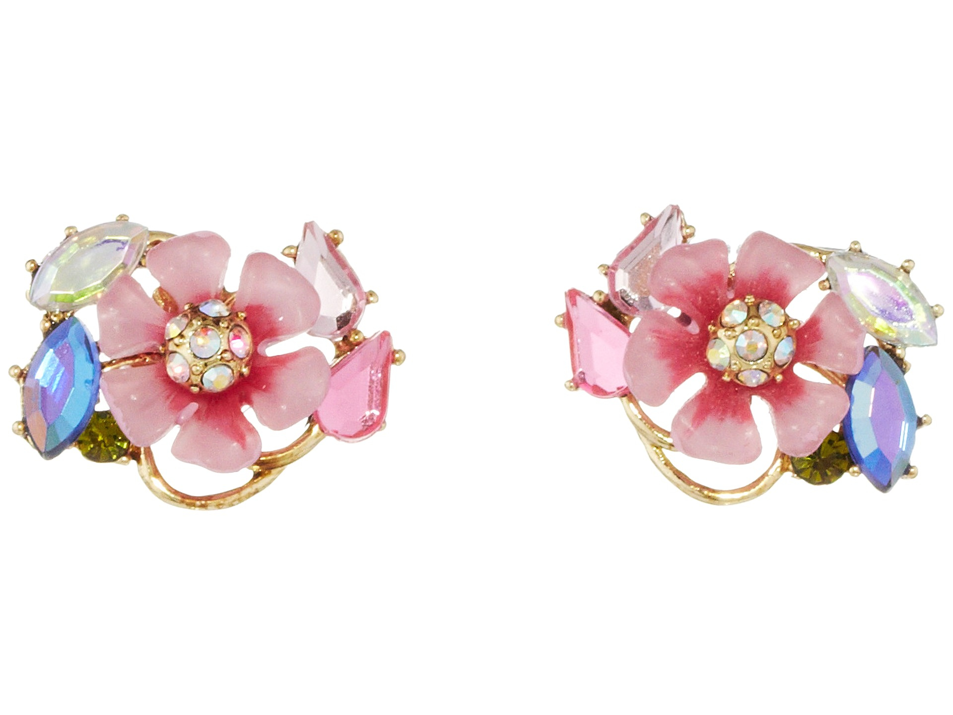 Betsey johnson Spring Glam Flower Cluster Button Earrings in Pink (Pink ...