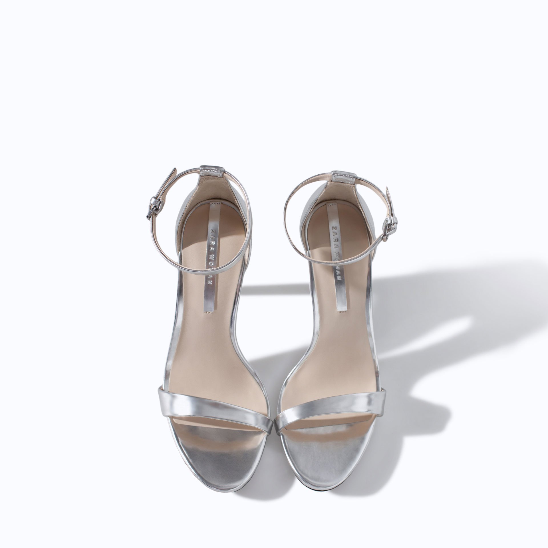 Zara High Heel Strappy Sandal In Metallic Lyst 9807