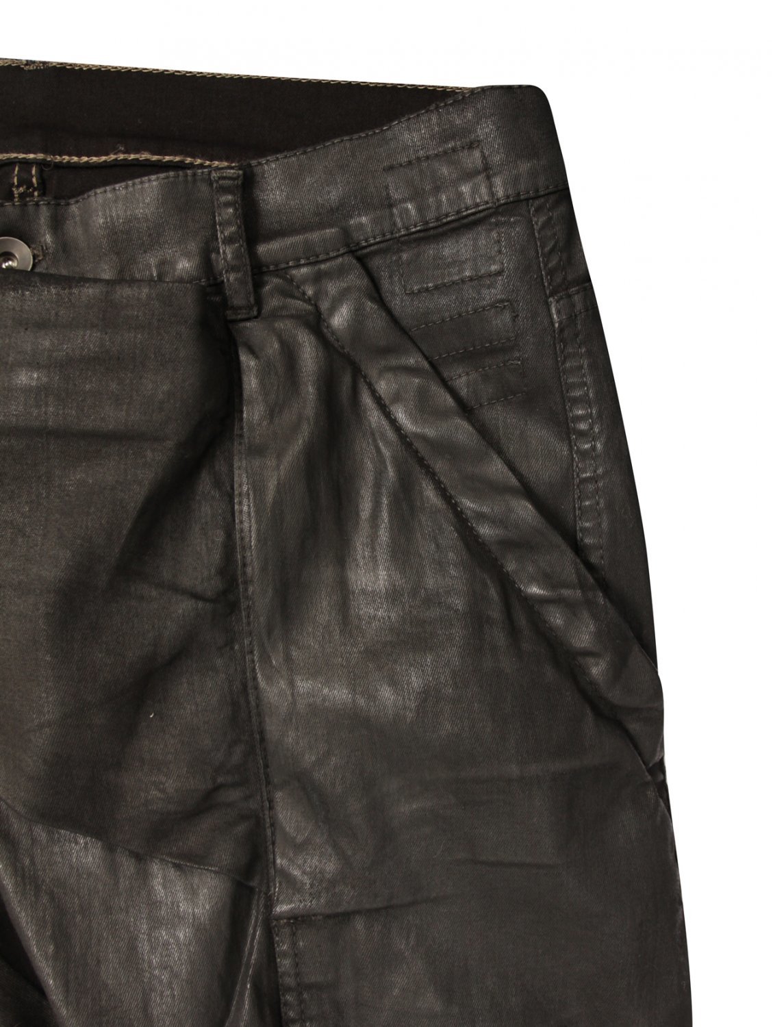 black wax coated jeans