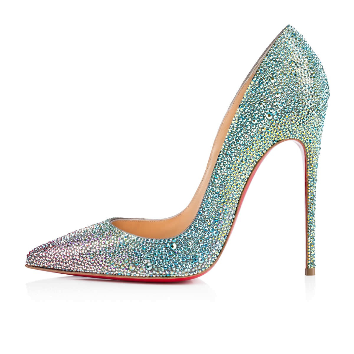 blue satin louboutin