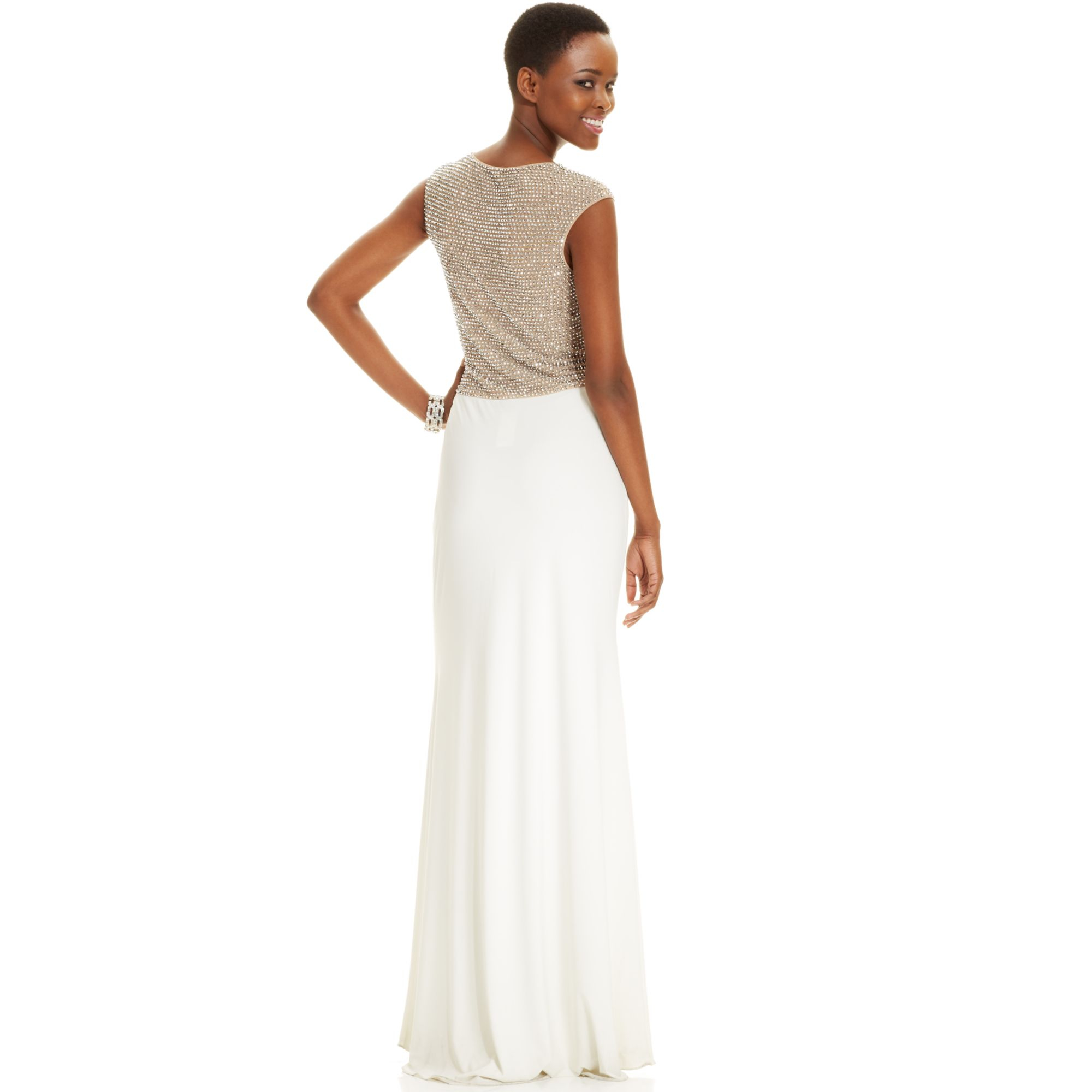 xscape cap sleeve gown
