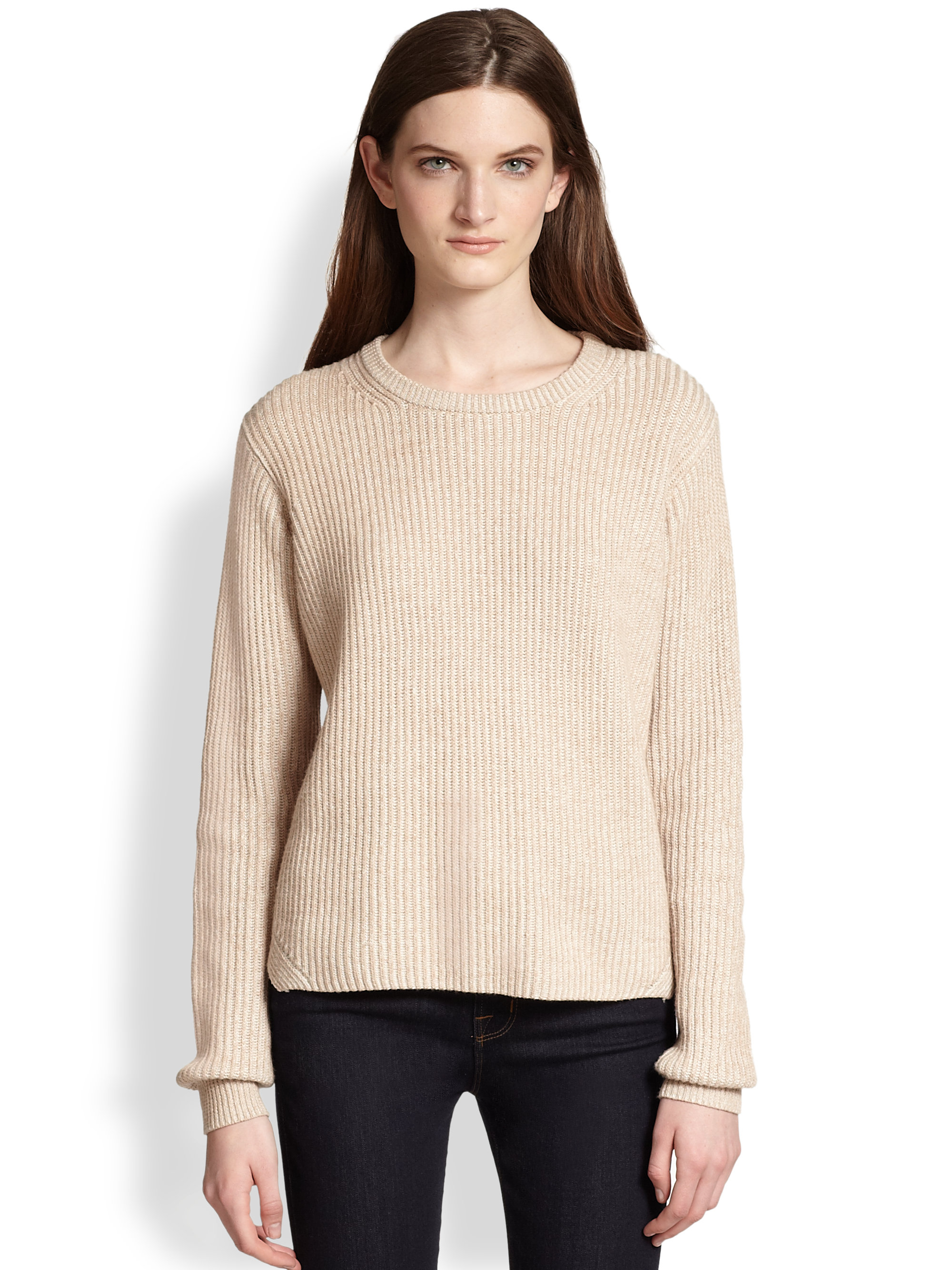 Theory Remrita Cashmere Cotton Sweater in Beige (ROSE) | Lyst