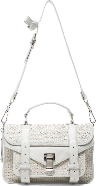 Proenza Schouler Ps1 Tiny Woven Leather Bag in White (Off White) | Lyst