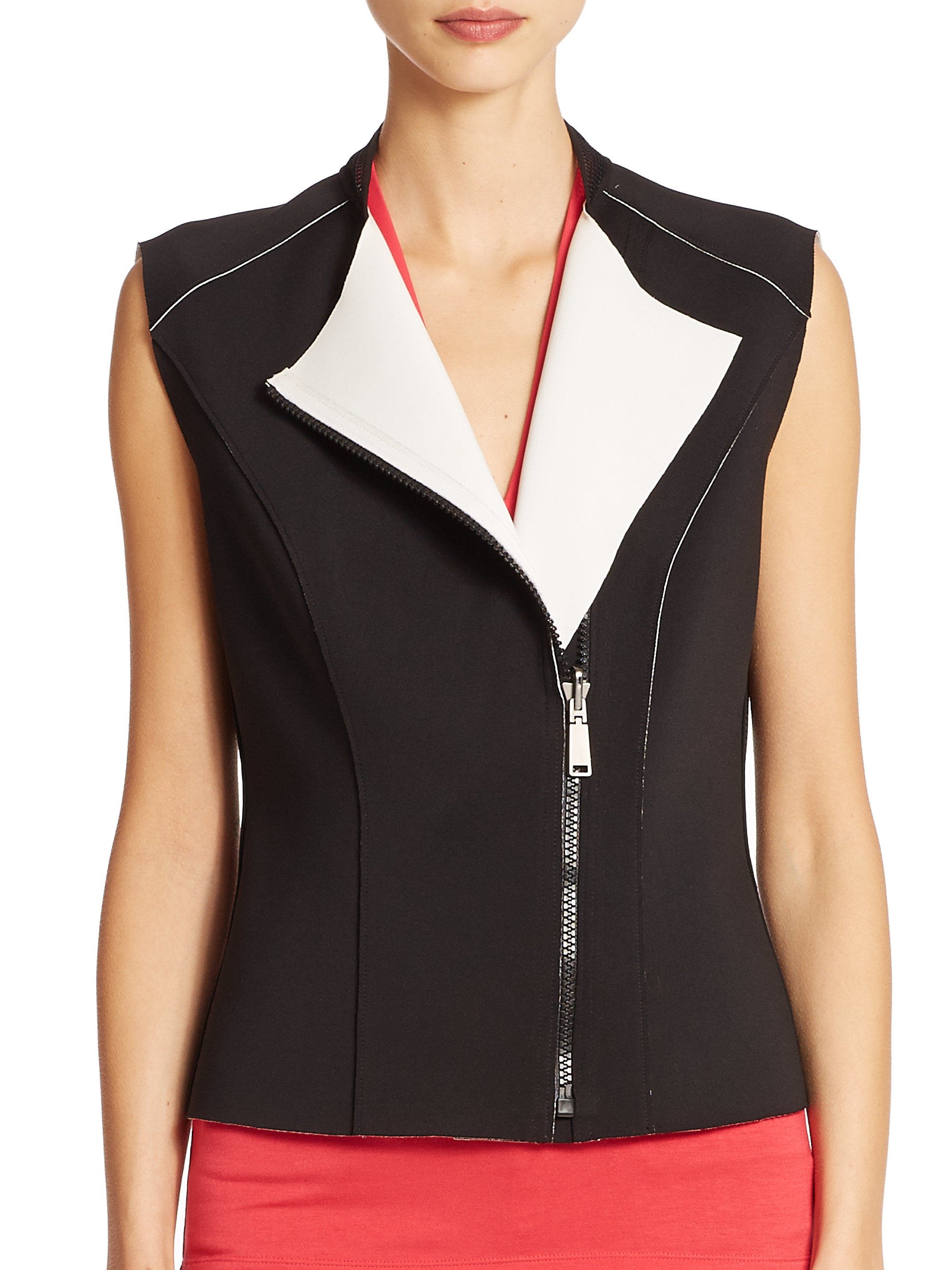 Lyst - Elie tahari Victoria Reversible Neoprene Vest in Black