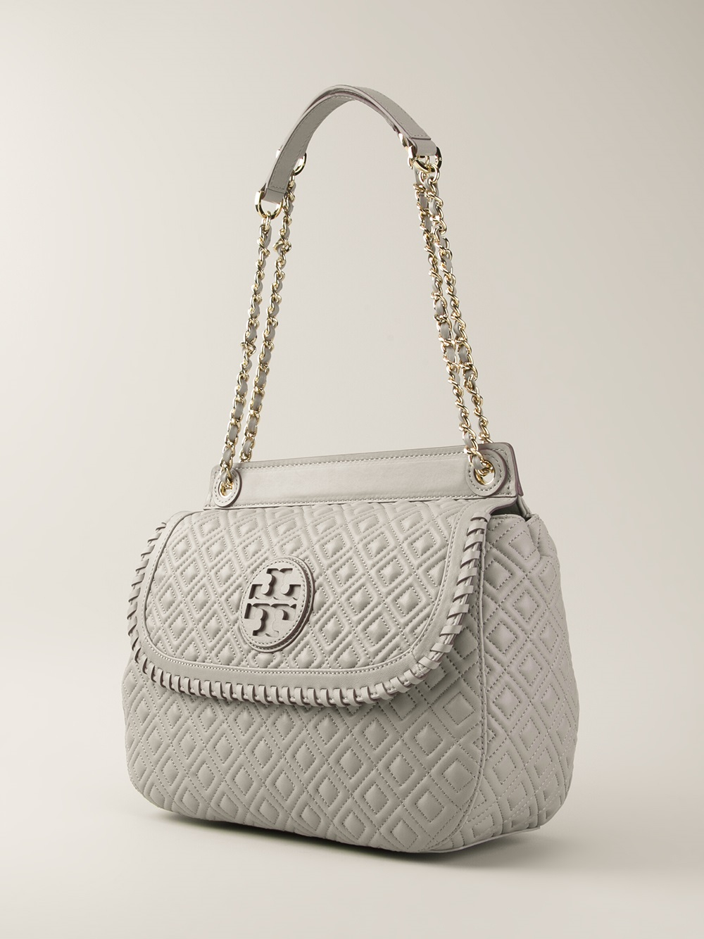 Lyst - Tory Burch Marion Quilted Shoulder Bag in Gray