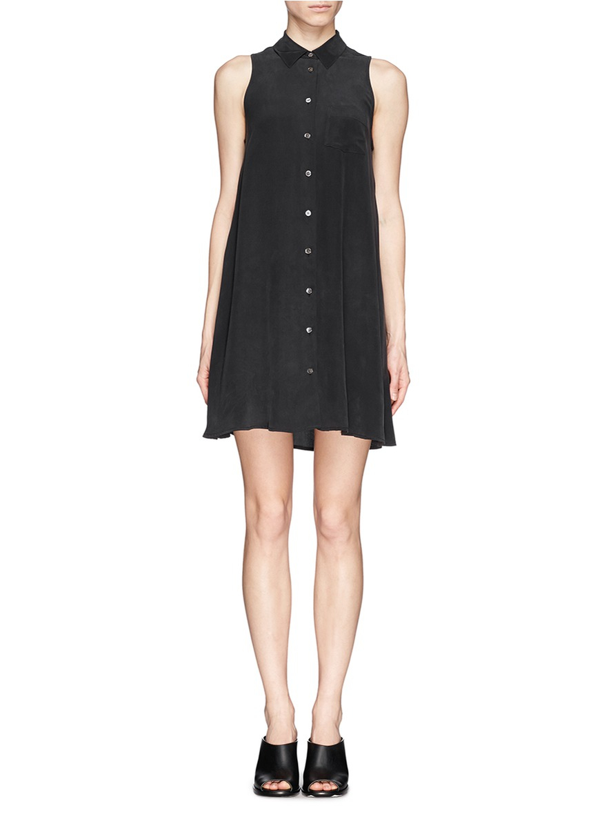 Lyst Equipment Mina Sleeveless Shirt Dress in Black