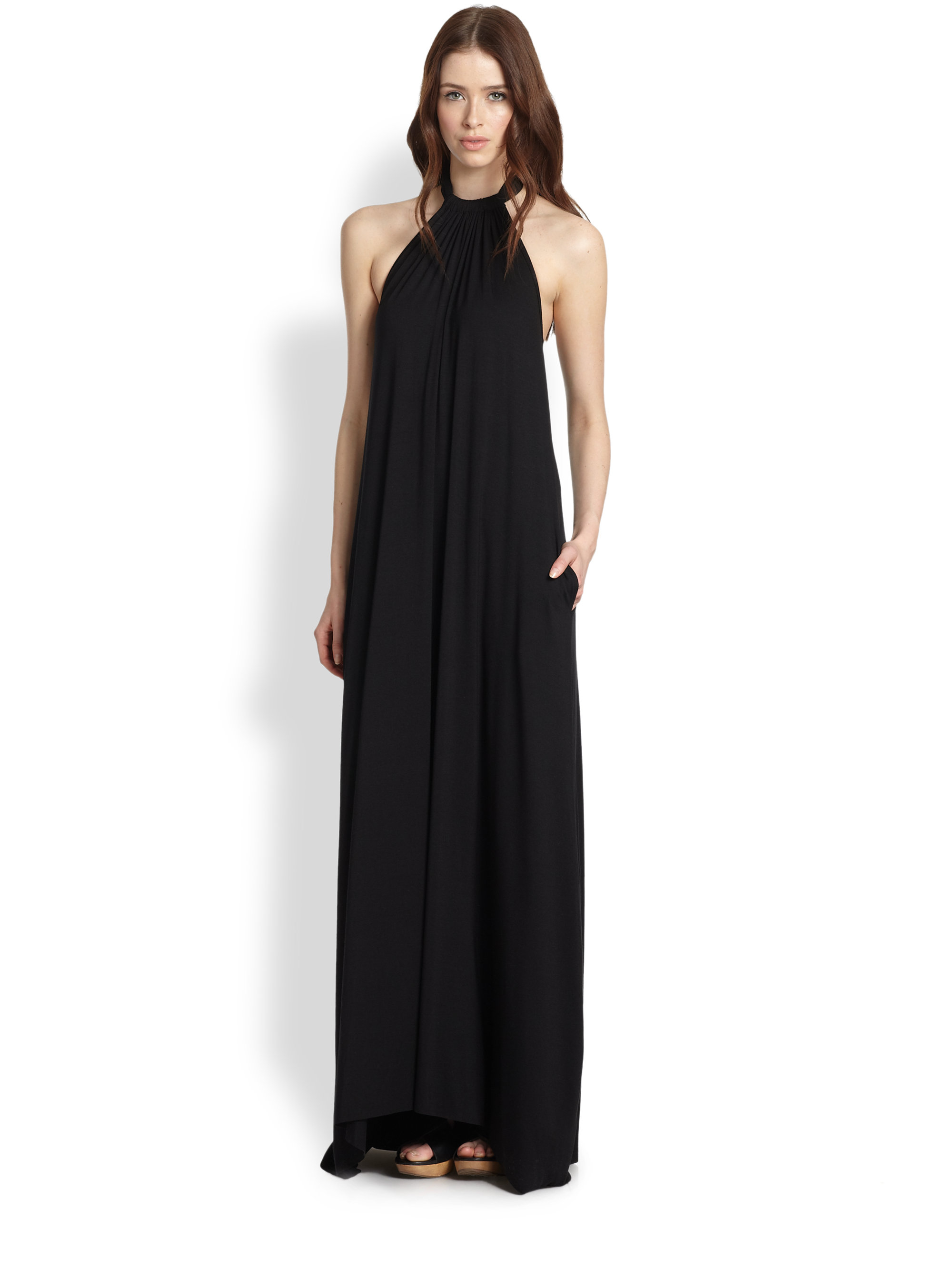 Lyst - Rachel Pally Renee Halter Maxi Dress in Black