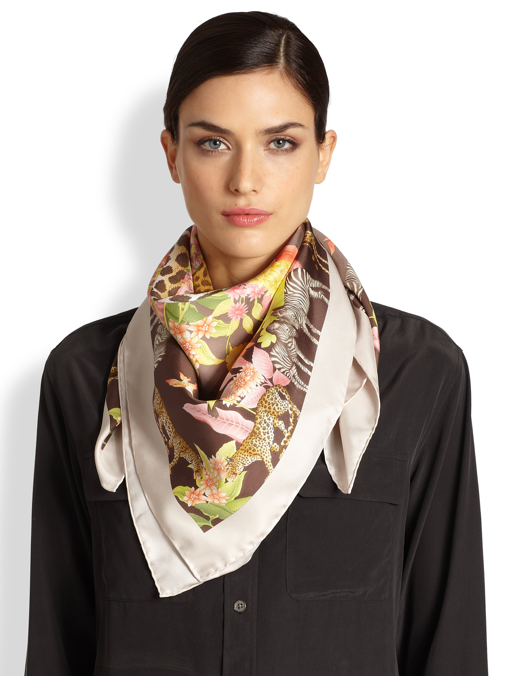 Lyst - Ferragamo Esotico Leopardprinted Foulard Scarf in Black