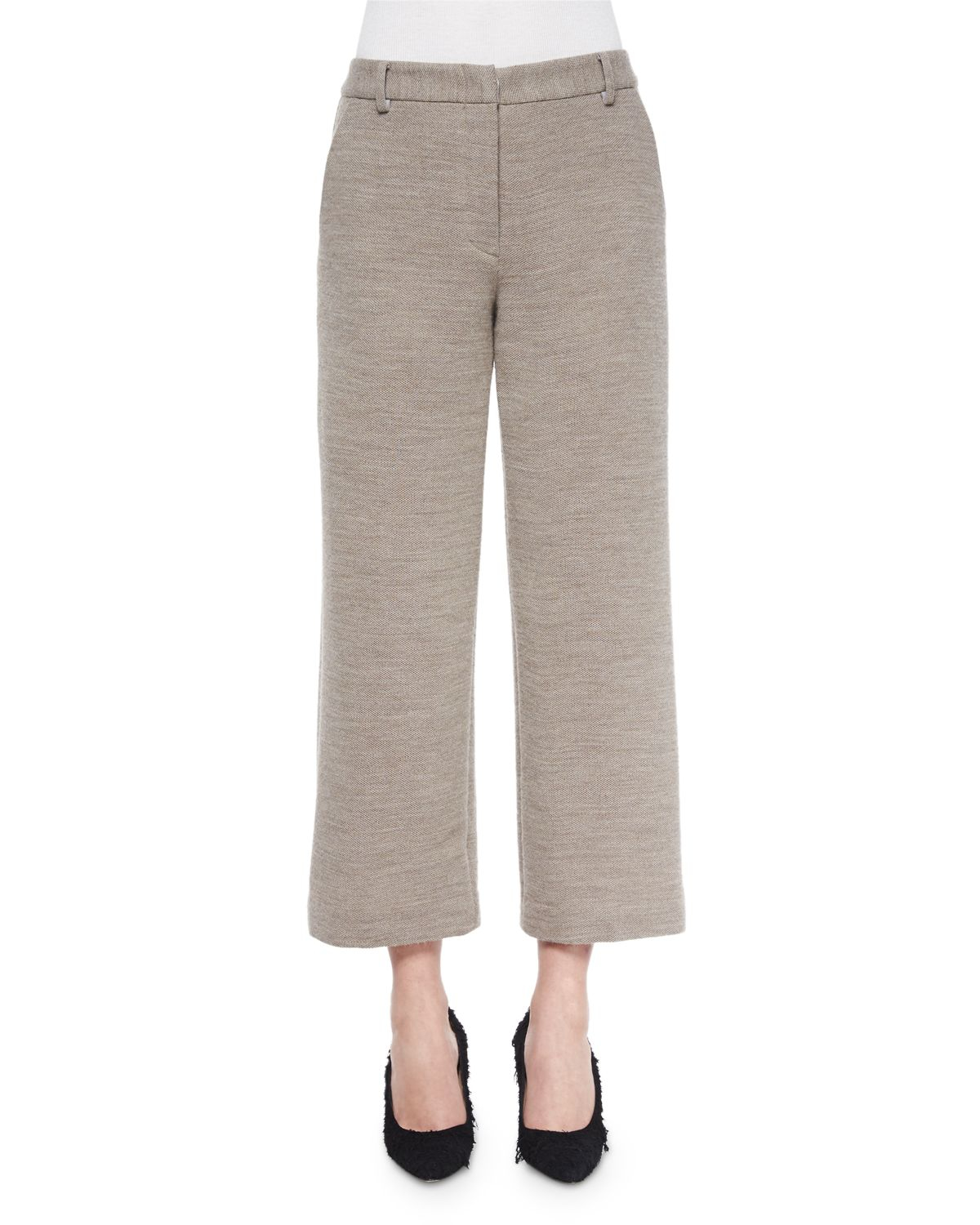 Helmut lang Cropped Wideleg Dress Pants in Brown (BISQUE)