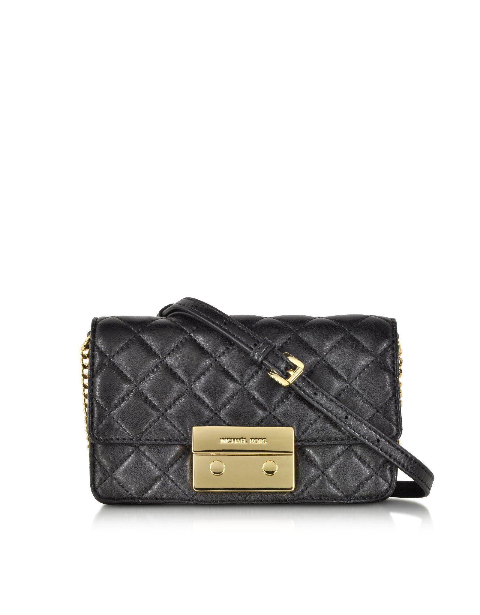 Lyst - Michael Kors Sloan Black Quilted Leather Chain Crossbody Bag in Black