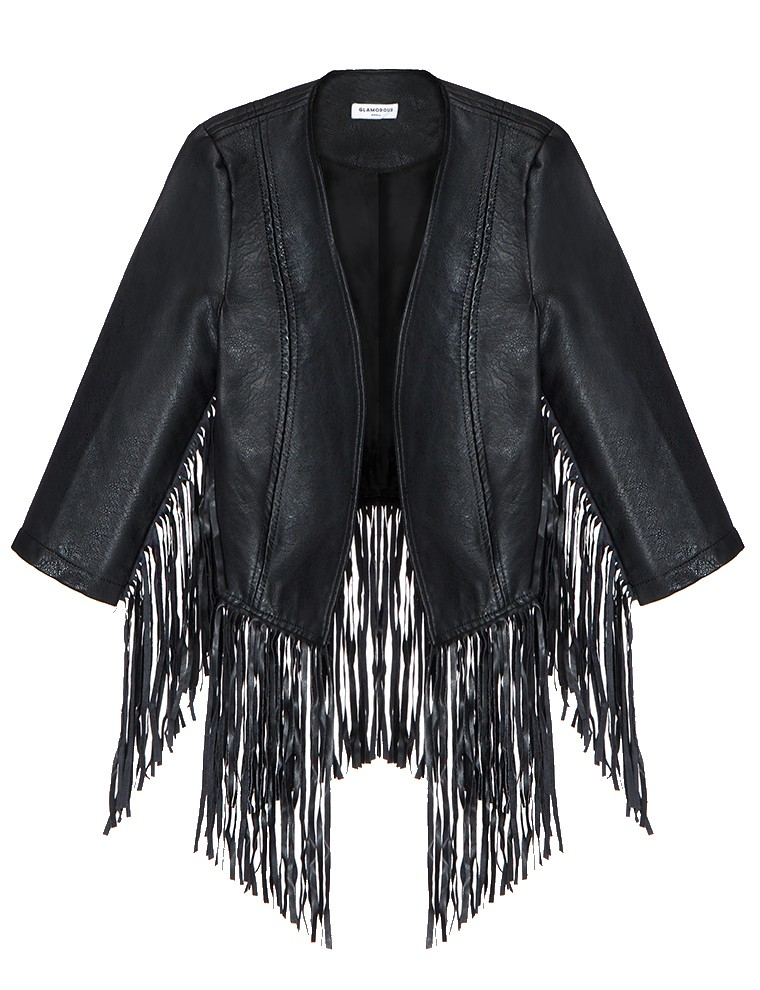 Lyst - Pixie Market Trip Out Fringe Leather Jacket in Black
