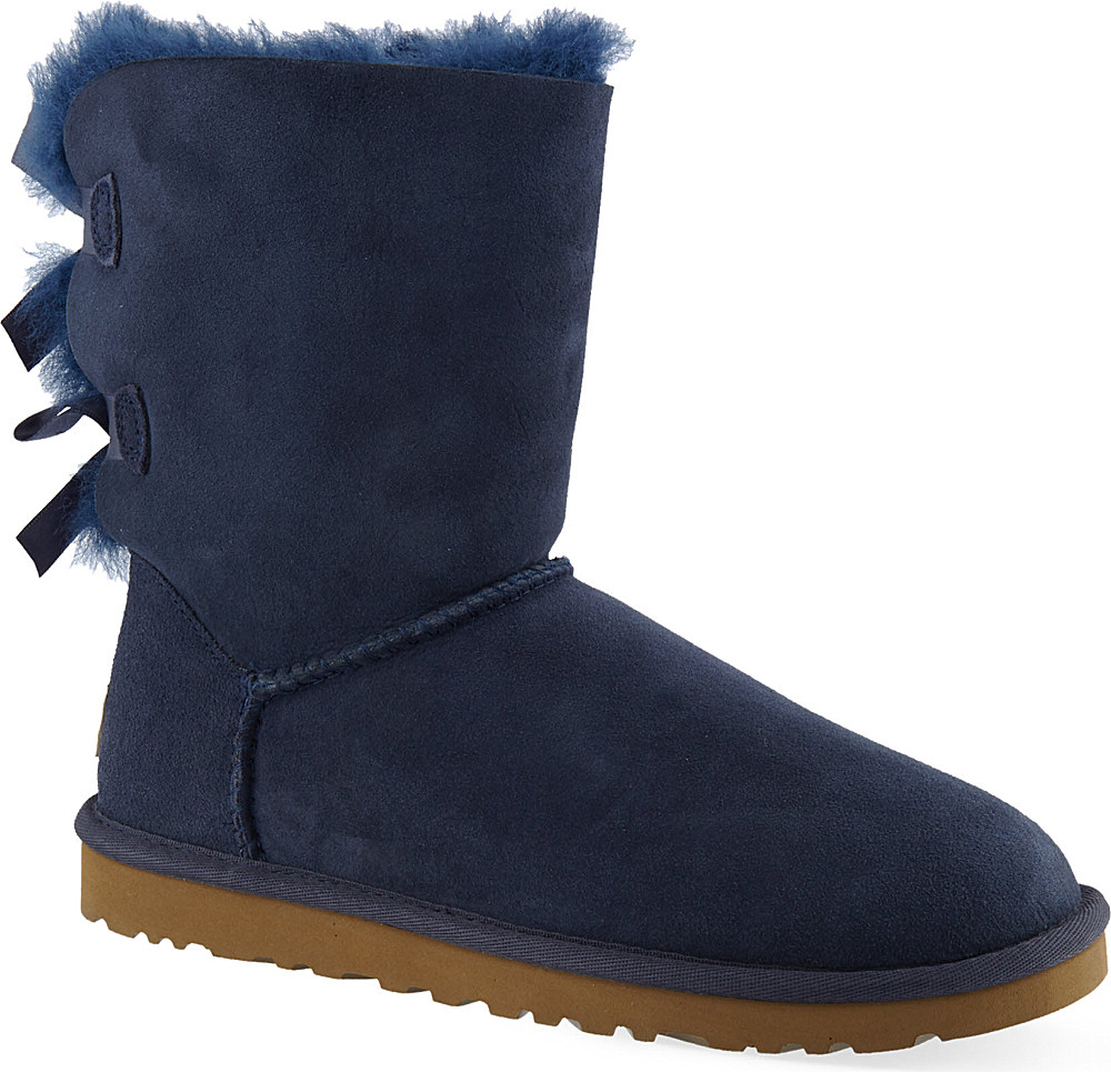 Ugg Bailey Bow Sheepskin Boots In Blue Navy Lyst