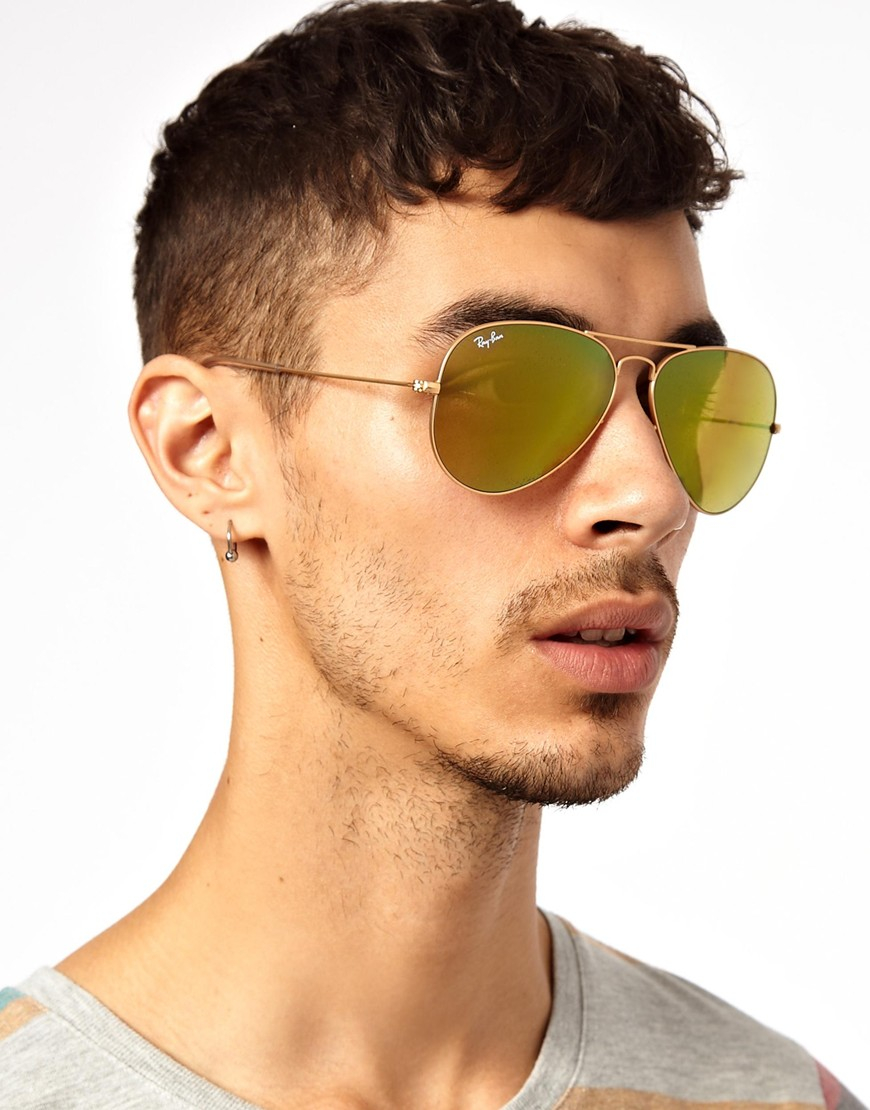 Lyst - Ray-ban Aviator Sunglasses in Yellow for Men