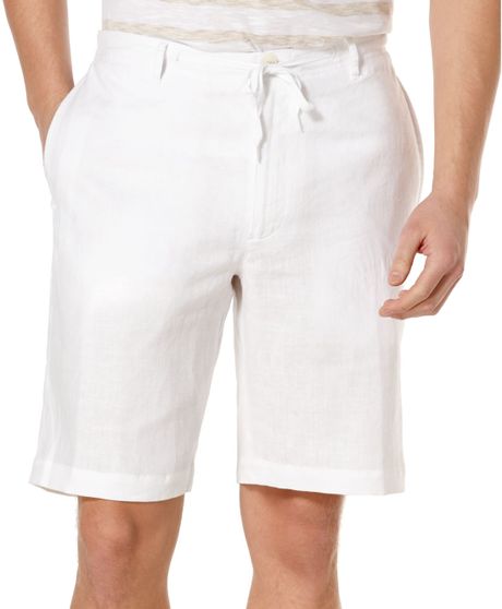 Perry Ellis Big and Tall Linen Drawstring Shorts in White for Men ...