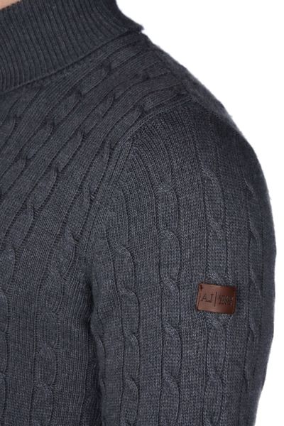 Armani Jeans Cable Knit Turtleneck Jumper In Viscose Blend in Gray for ...