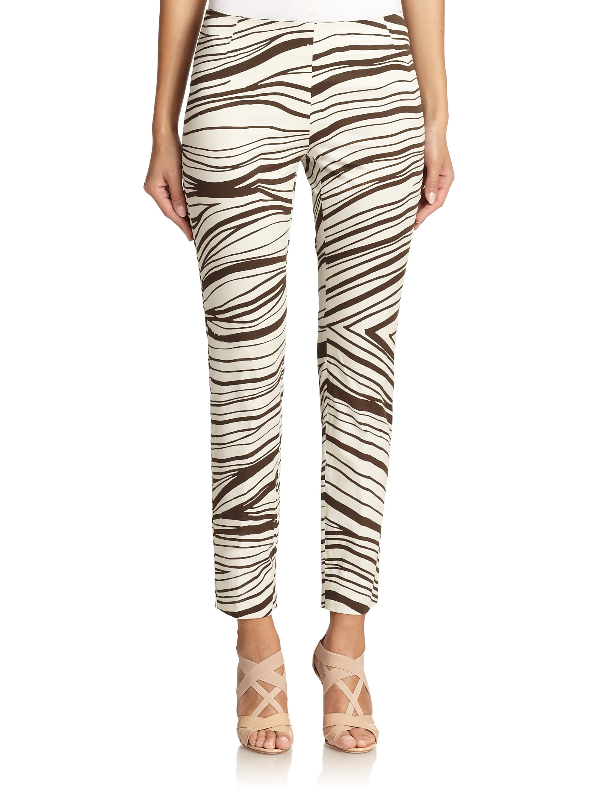 Lafayette 148 new york Stanton Zebra-print Pants in Multicolor (GRANITE