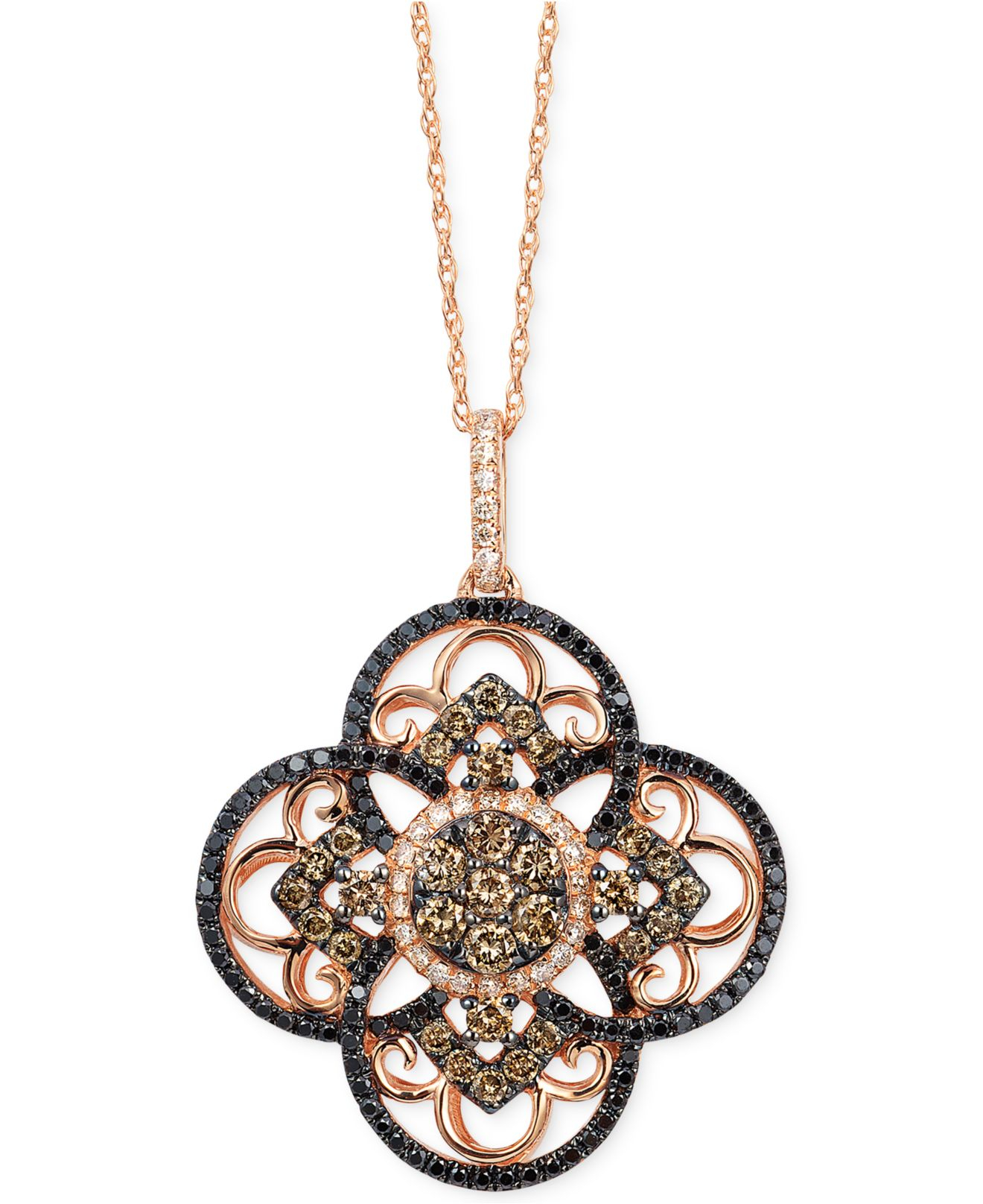 Le vian Diamond Clover Pendant Necklace In 14k Rose Gold (7/8 Ct. T.w.) in Pink (Rose Gold) Lyst
