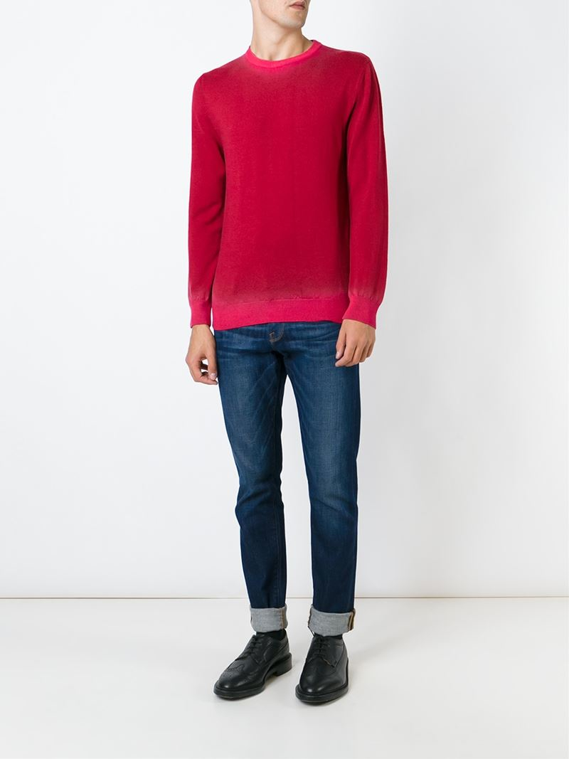 Lyst - Eleventy Crew Neck Sweater in Red for Men