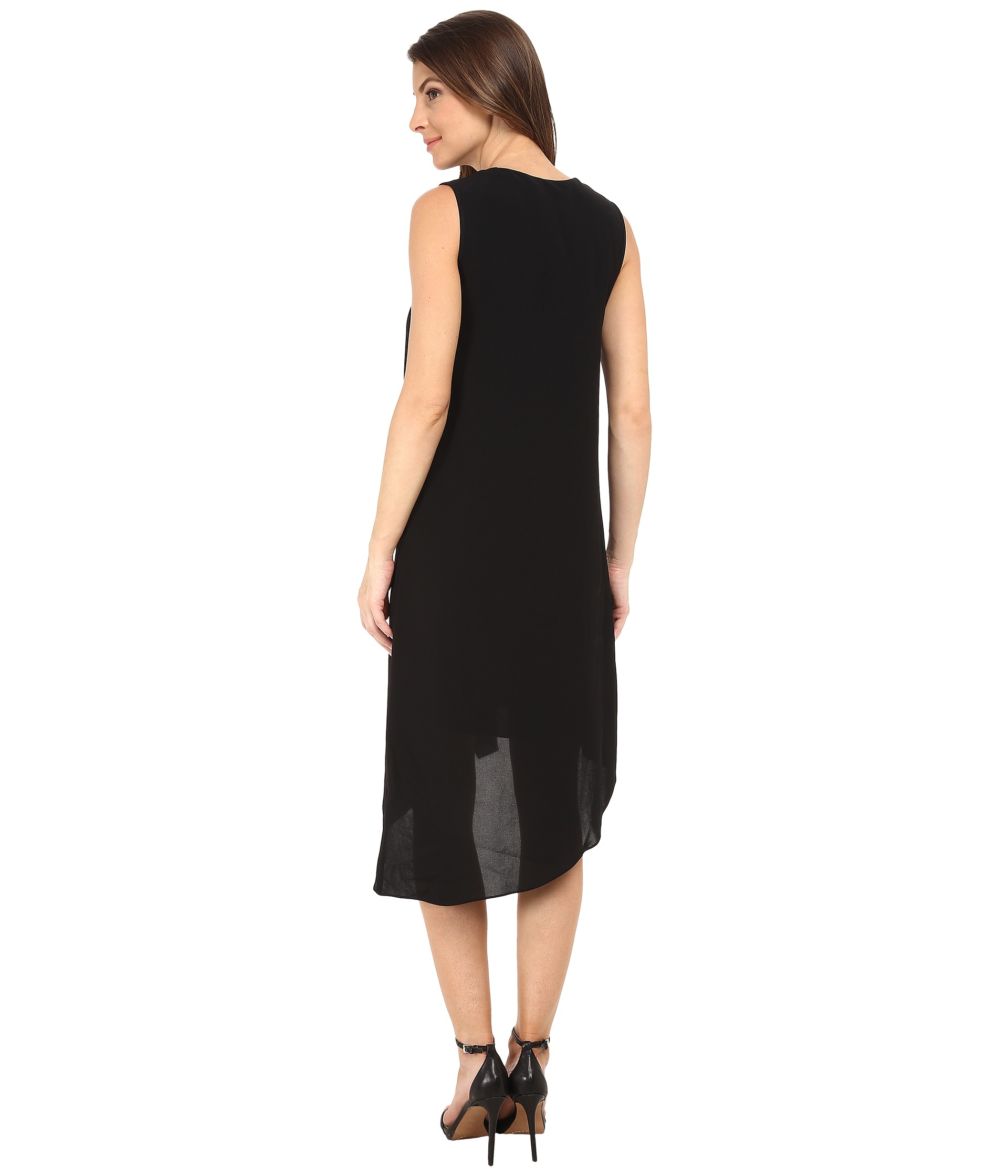 Lyst - Adrianna Papell Asymmetrical Front Drape Dress in Black