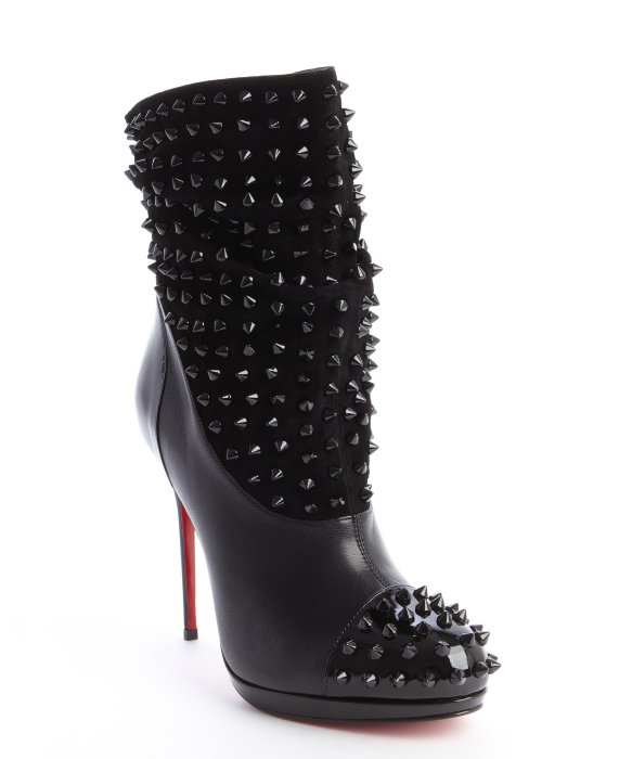 christian shoes for men - Christian louboutin Black Suede and Leather Embellished Spike Wars ...