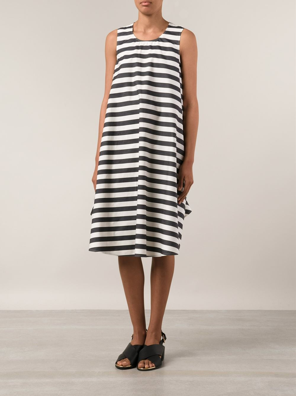 Sofie d'hoore Horizontal Stripe Tunic Dress in Black | Lyst