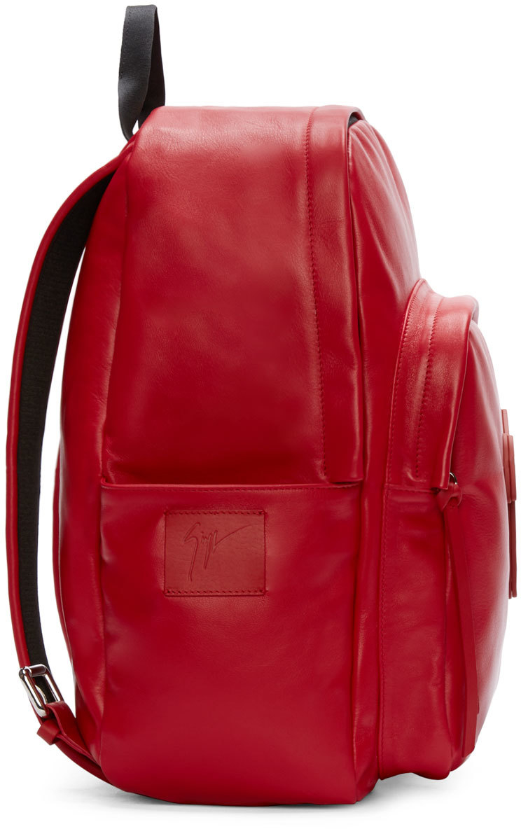 Lyst - Giuseppe zanotti Red Leather Logo Backpack in Red for Men
